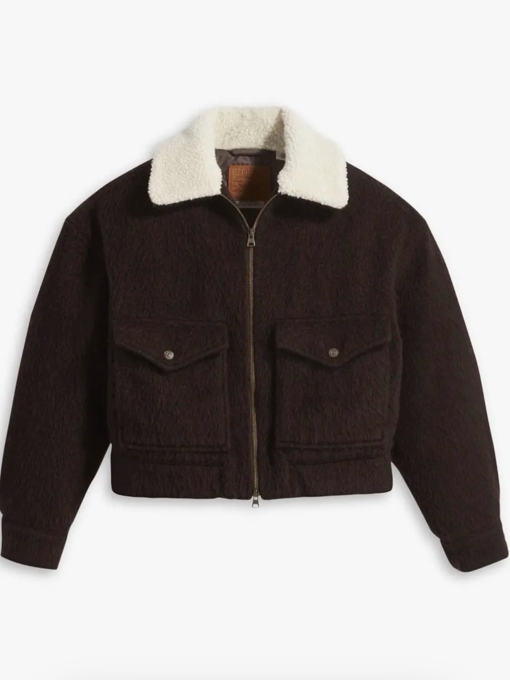 Levi's Dark Brown Teddy Jacket with Cream Sherpa Collar